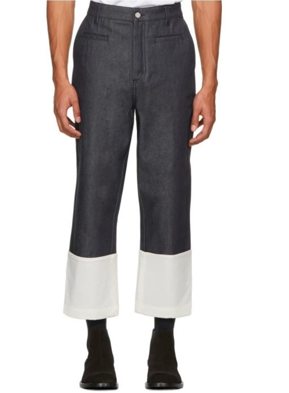 Loewe Mens Fisherman Marino *Dark Navy* Cuffed Cotton Jeans NWT EU 48 US 32